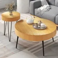 Boho Farmhouse Coffee Table Set of 2 - Cream