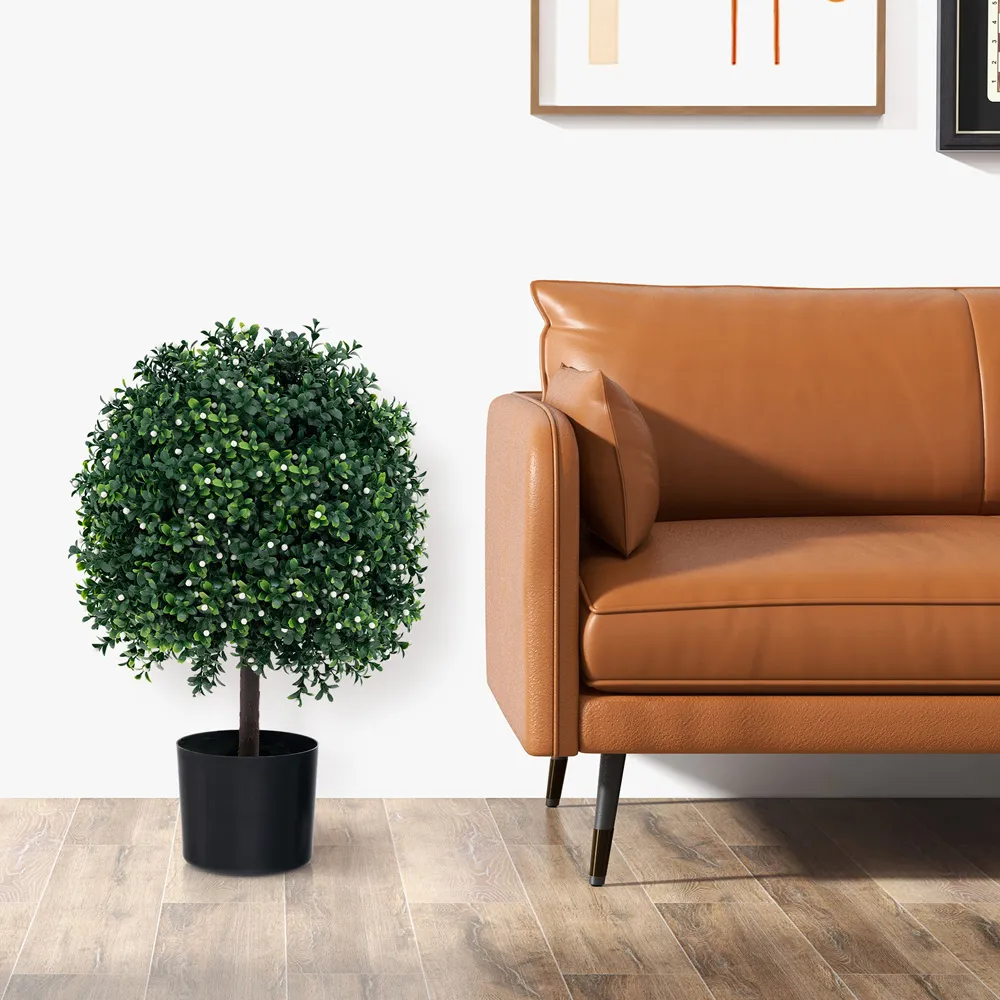 Boxwood Topiary Ball Tree Artificial Plant 1.8ft 2 Pack - Green