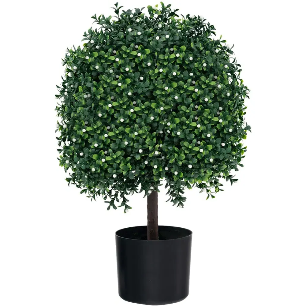 Boxwood Topiary Ball Tree Artificial Plant 1.8ft 2 Pack - Green image