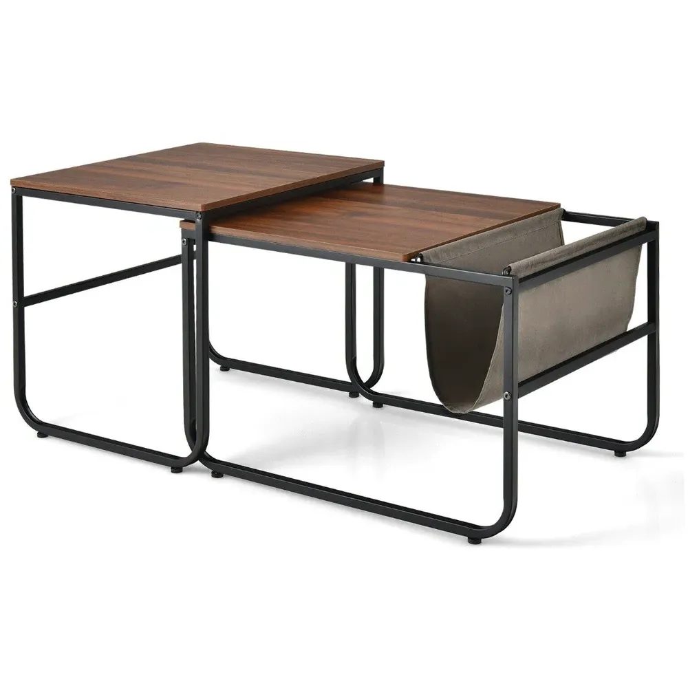 Brown Industrial Nest of Tables Set of 2 - Brown