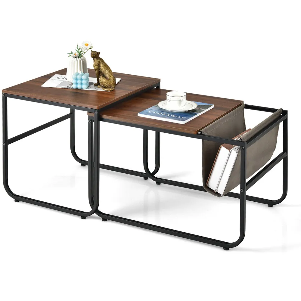 Brown Industrial Nest of Tables Set of 2 - Brown