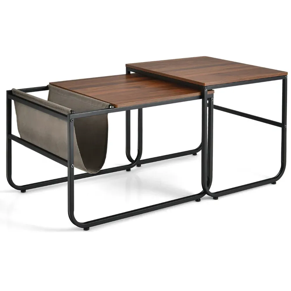 Brown Industrial Nest of Tables Set of 2 - Brown