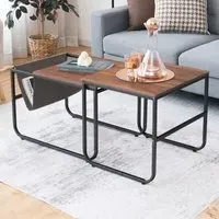 Brown Industrial Nest of Tables Set of 2 - Brown