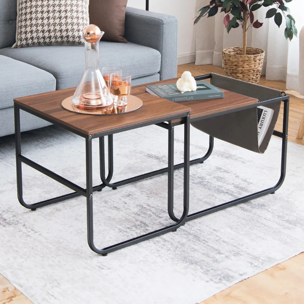 Brown Industrial Nest of Tables Set of 2 - Brown image