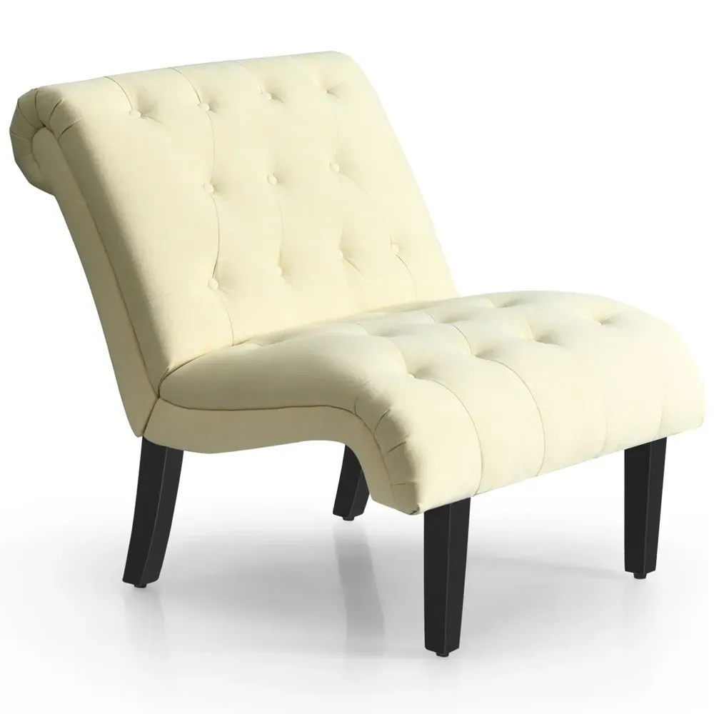 Button Tufted Accent Chair - Cream, Linen