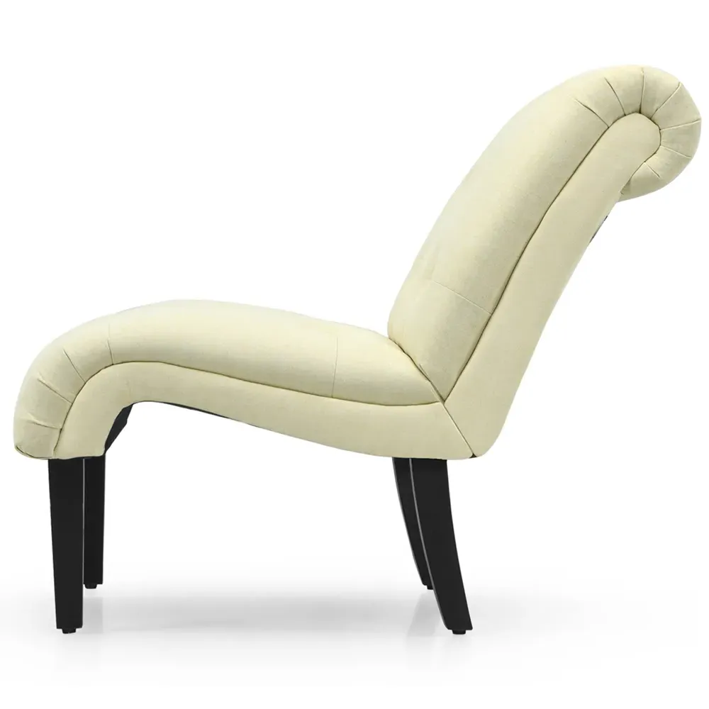 Button Tufted Accent Chair - Cream, Linen