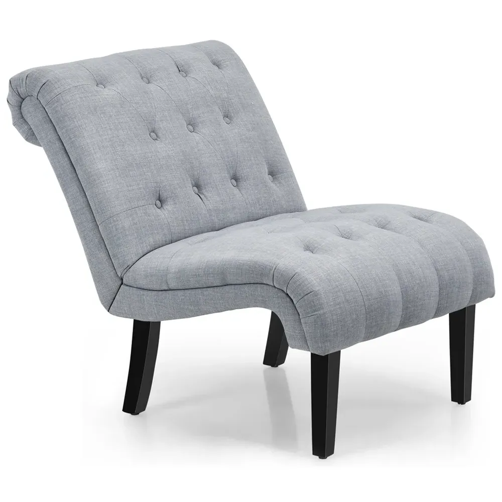 Button Tufted Accent Chair - Grey, Linen