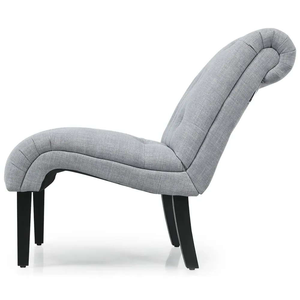 Button Tufted Accent Chair - Grey, Linen
