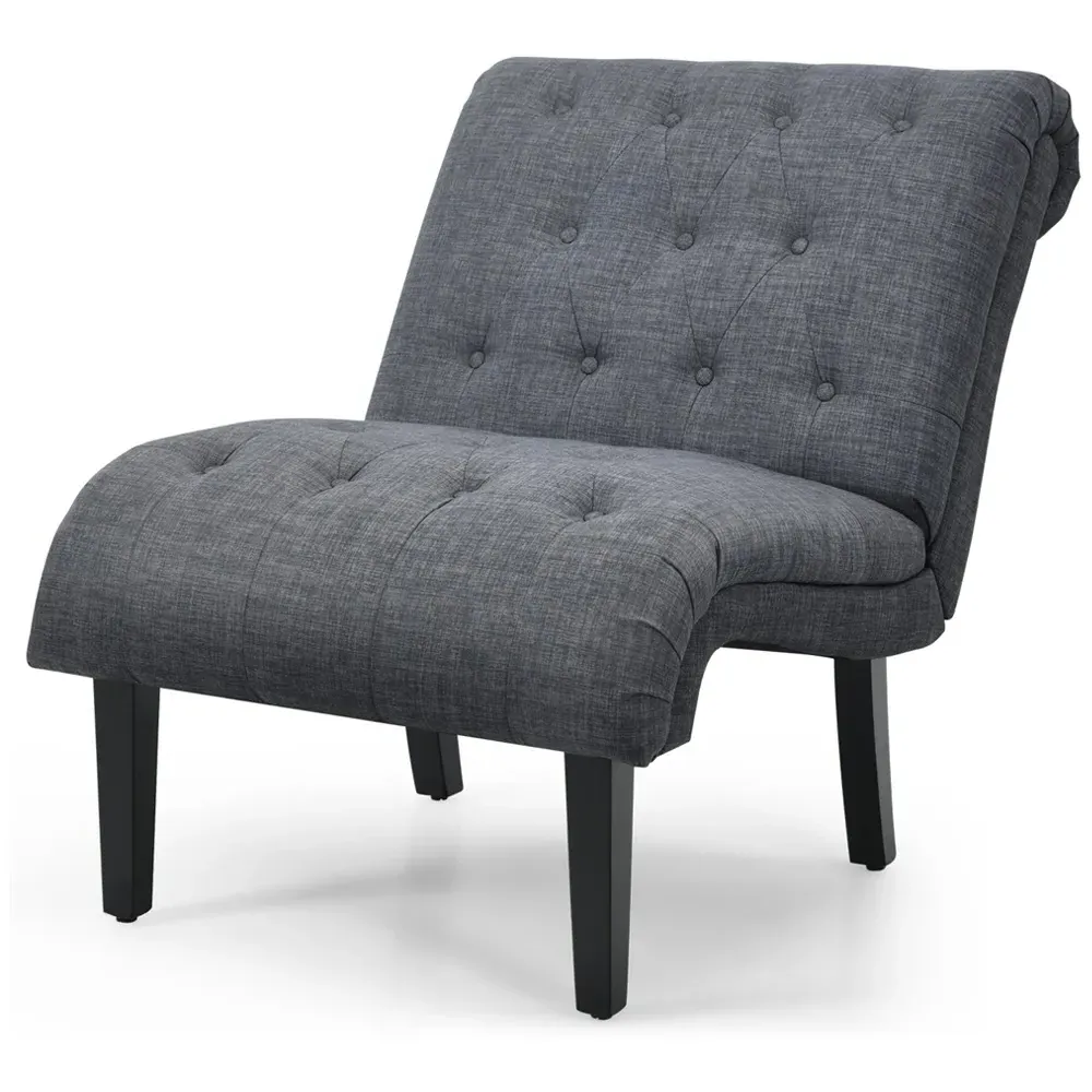 Button Tufted Accent Chair - Grey, Linen