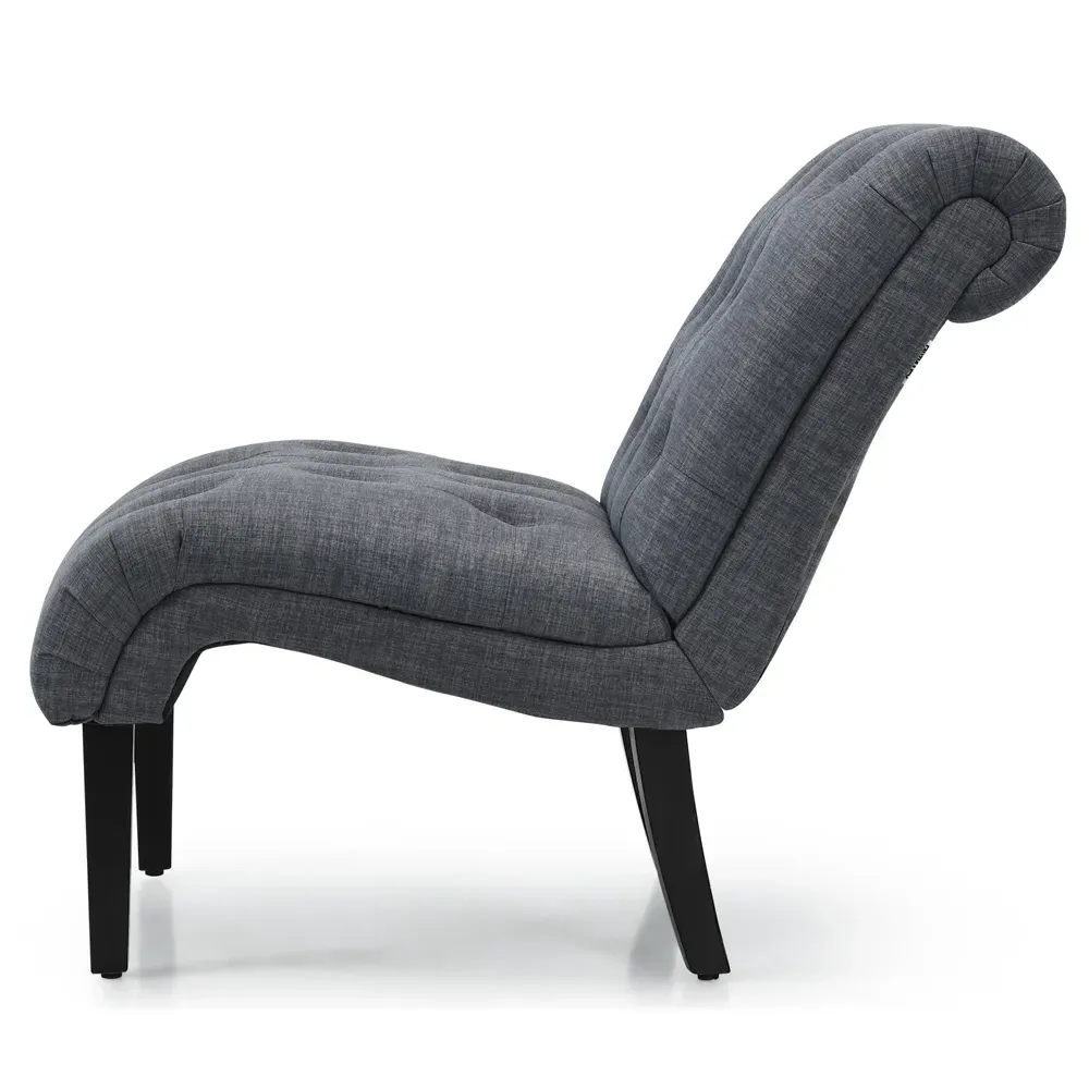 Button Tufted Accent Chair - Grey, Linen