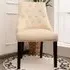 Button Tufted Velvet Studded Dining Chair - Cream