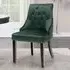 Button Tufted Velvet Studded Dining Chair - Green