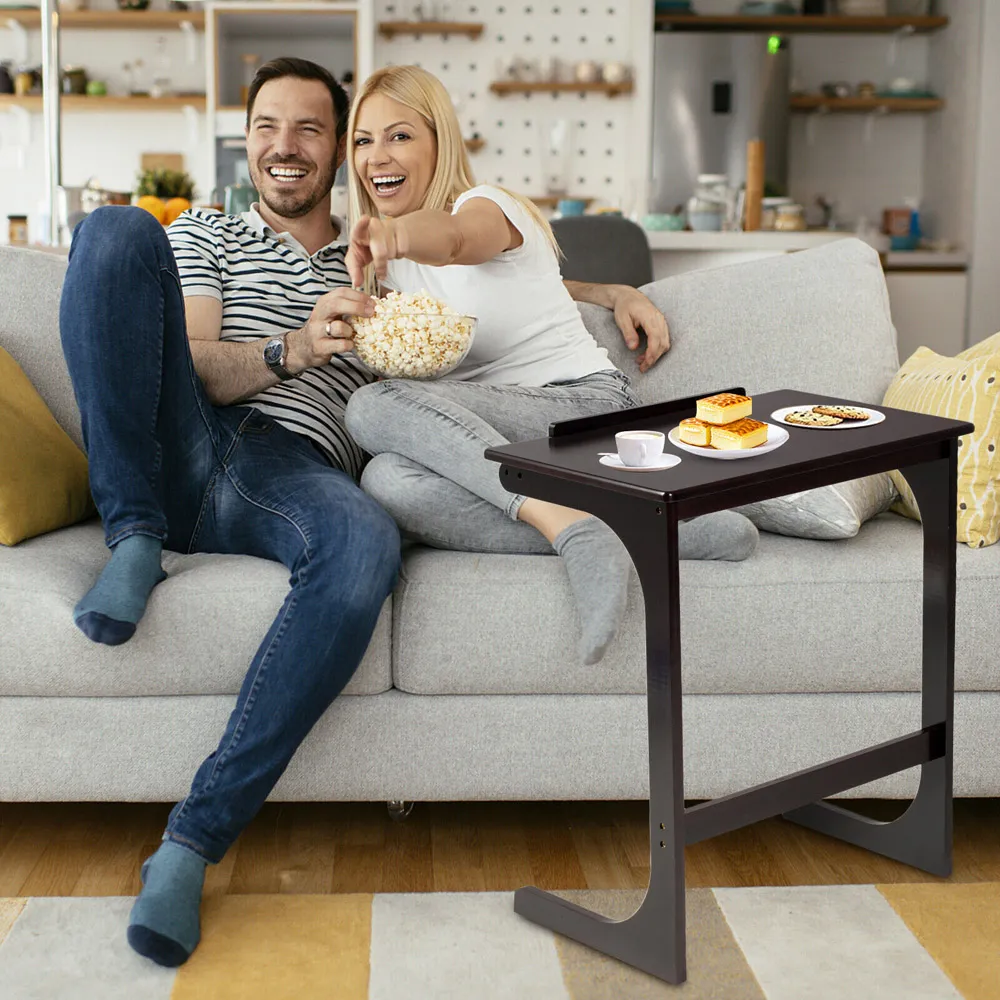 C-Shaped Adjustable Side Table - Brown, Bamboo