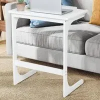 C-Shaped Adjustable Side Table - White, Bamboo