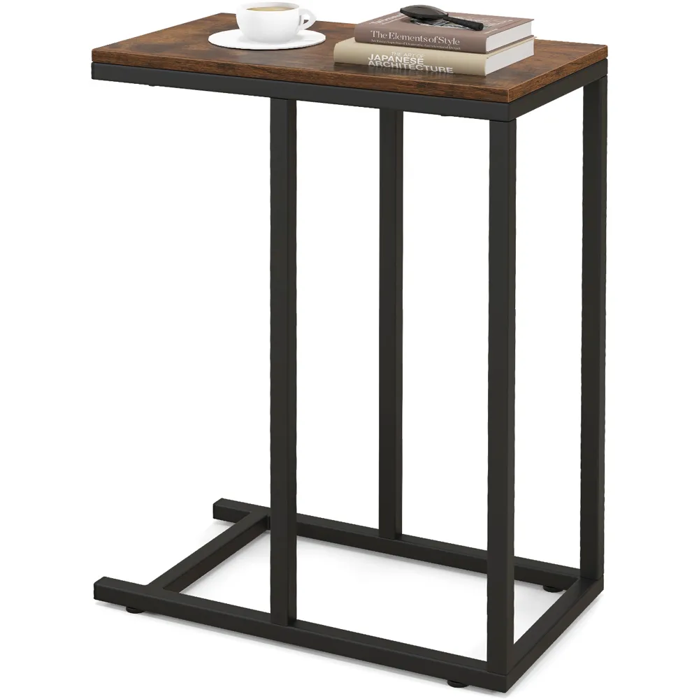 C Shaped End Table - Brown