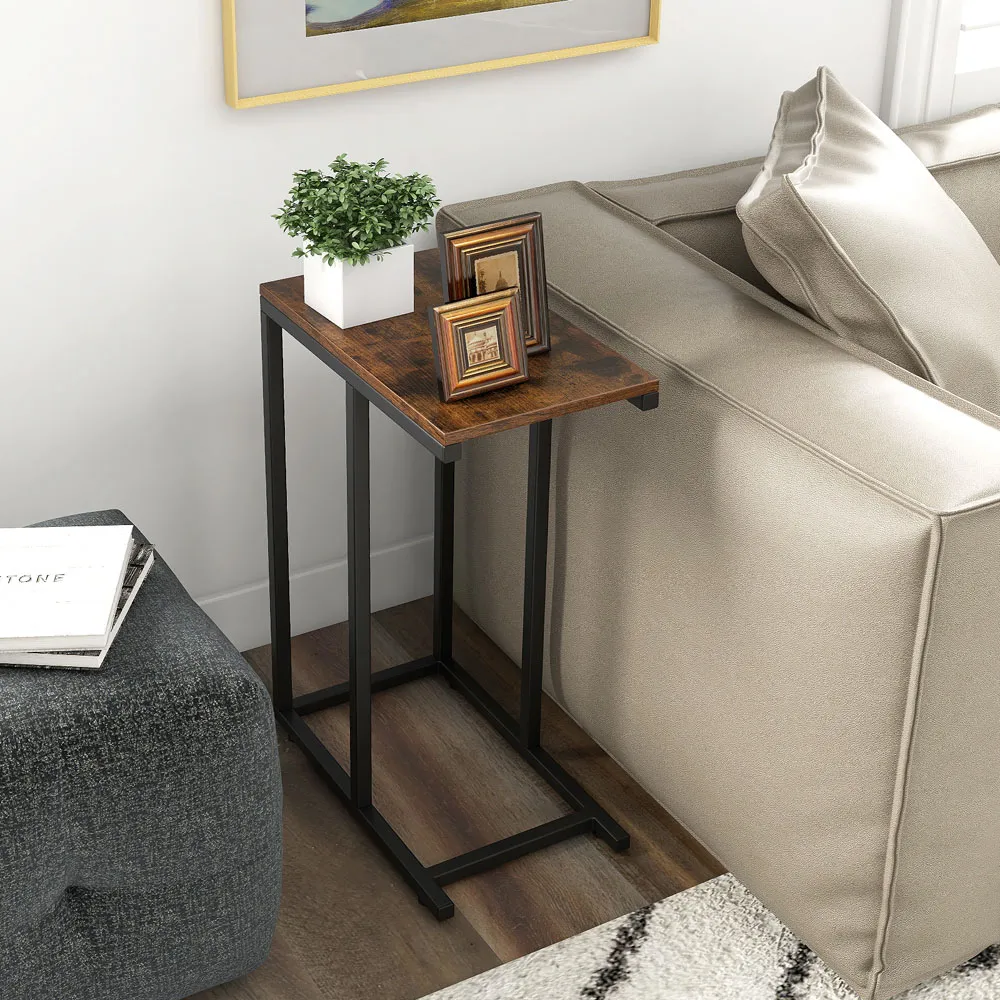 C Shaped End Table - Brown