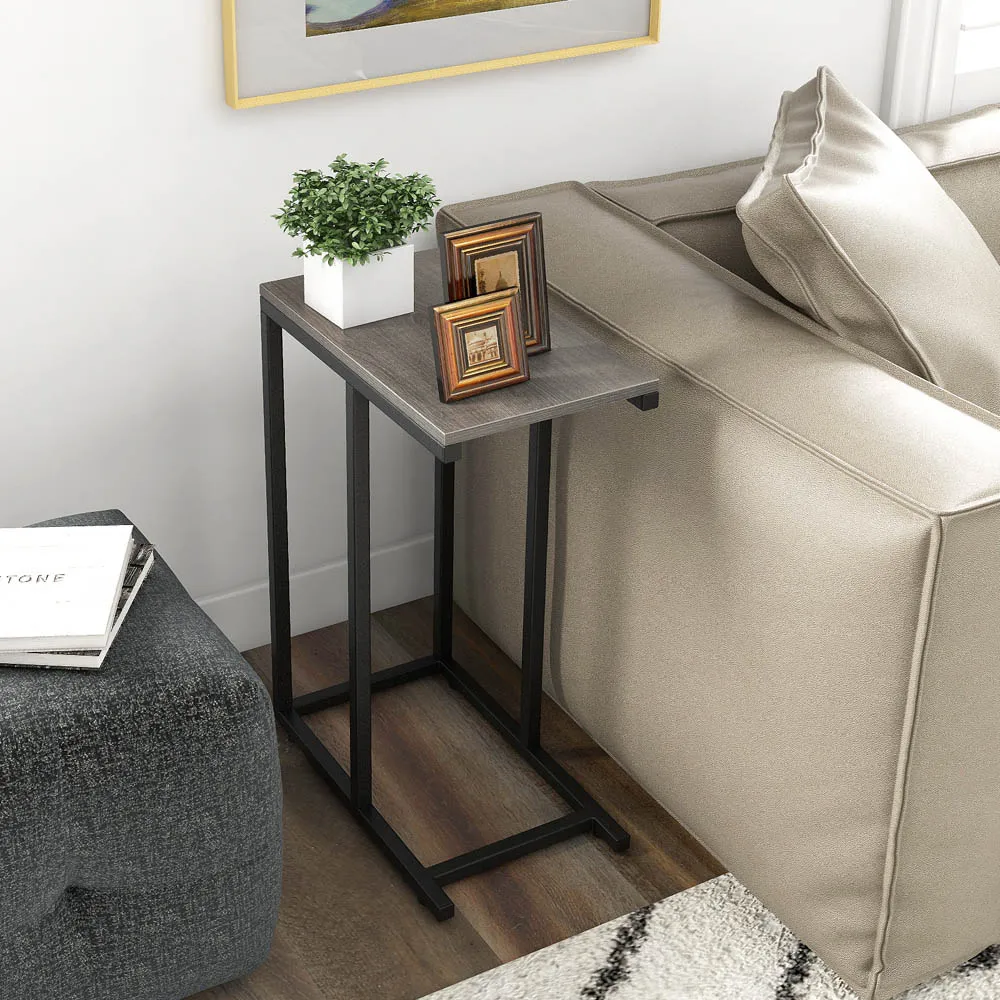 C Shaped End Table - Grey