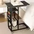 C-Shaped End Table Rolling with Charging Station - Black