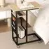 C-Shaped End Table Rolling with Charging Station - Brown