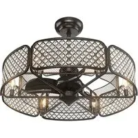 Caged Crystal Ceiling Fan Light - Coffee