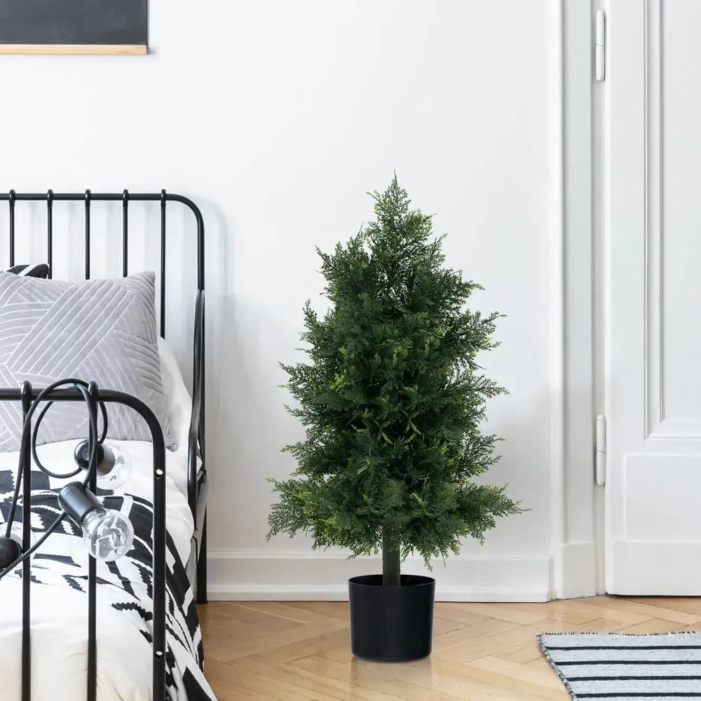 Cedar Topiary Tree Artificial Plant In Pot 2.6ft - Green