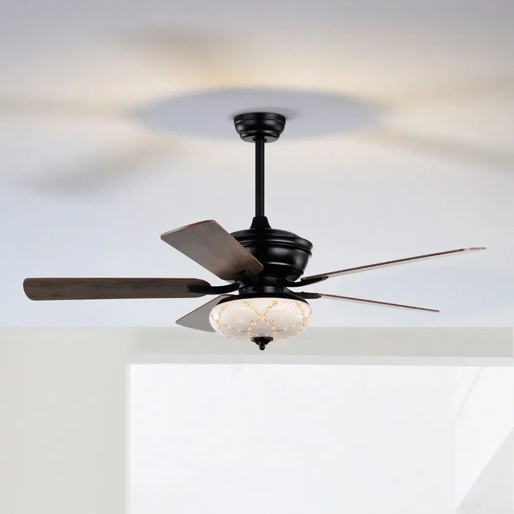 Ceiling Fan with Light and Remote Control - Black