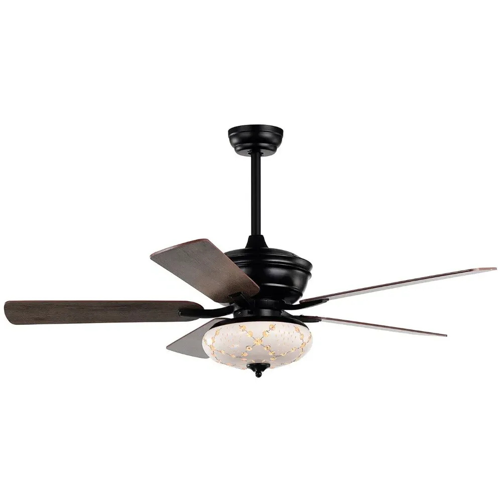 Ceiling Fan with Light and Remote Control - Black image