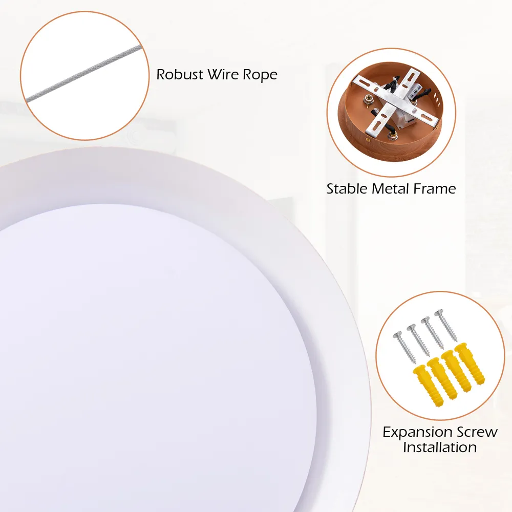 Ceiling Light with Wood Grain - Cream, Metal