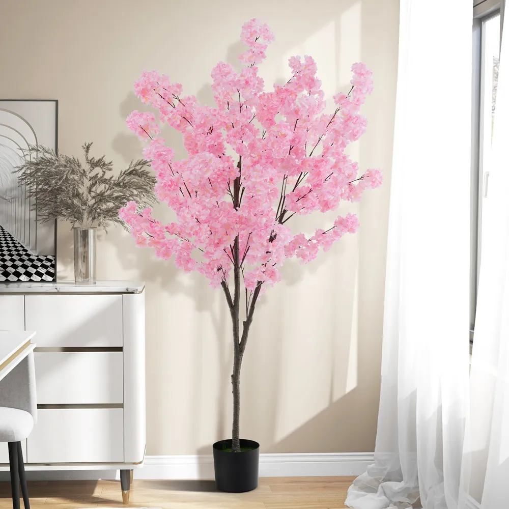 Cherry Blossom 6.2ft Artificial Plant in Pot - Pink