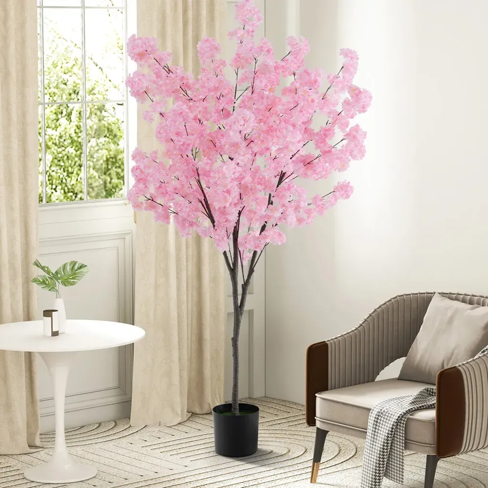 Cherry Blossom 6.2ft Artificial Plant in Pot - Pink