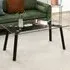 Coffee Table with Metal Legs - Black, Tempered Glass