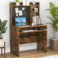 Computer Desk with Magnetic Bulletin Board - Brown