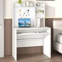 Computer Desk with Magnetic Bulletin Board - White