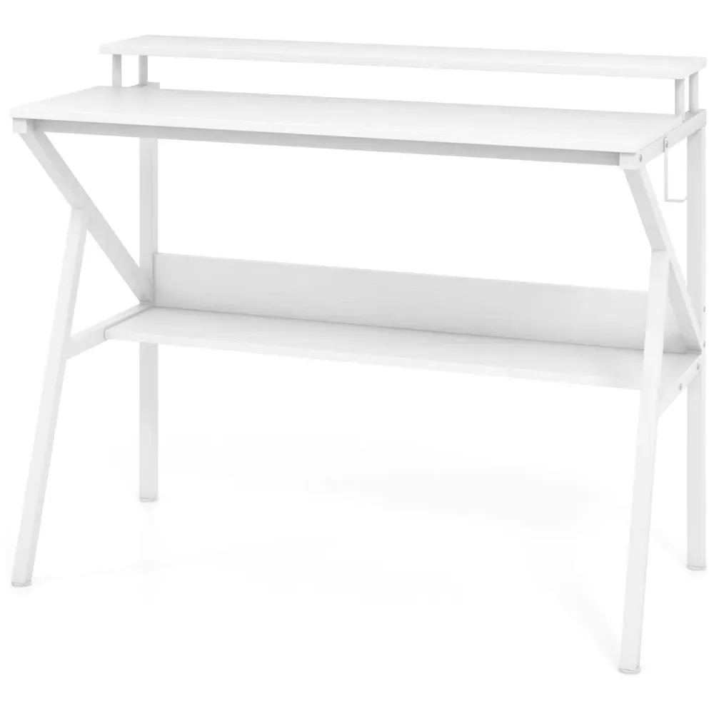 Computer Desk with Monitor Stand - White