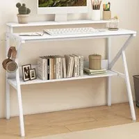 Computer Desk with Monitor Stand - White
