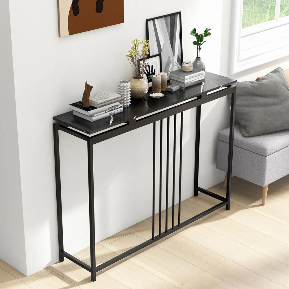 Console Table - Black, Faux Marble