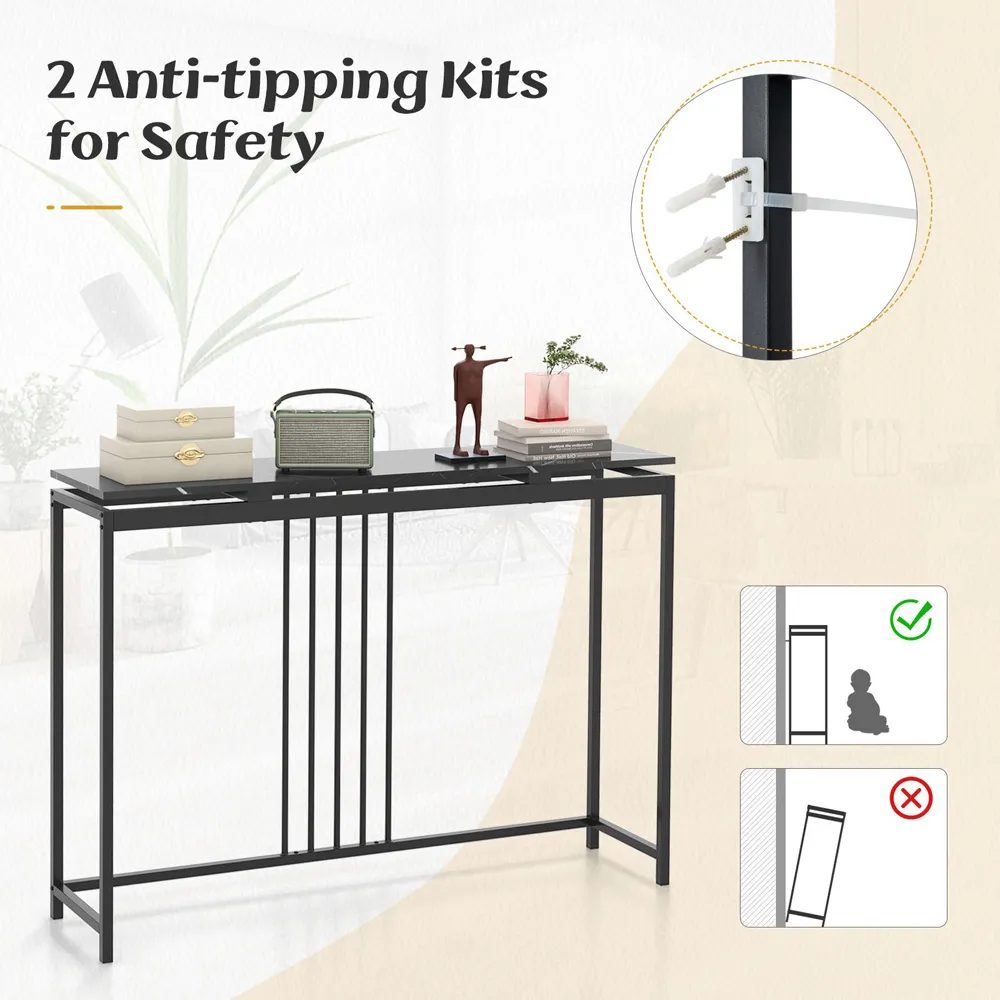 Console Table - Black, Faux Marble