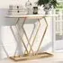 Console Table with Geometric Diamond Frame - Gold, White