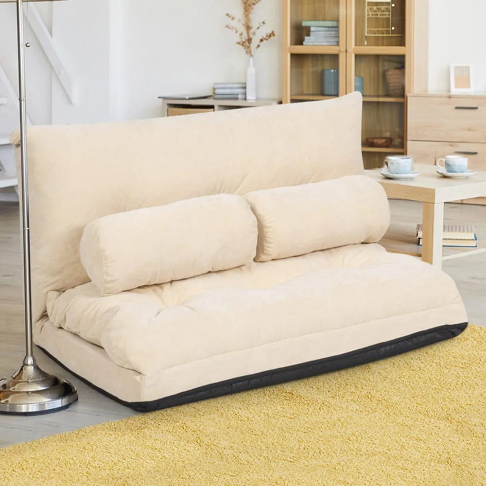 Convertible Floor Sofa Bed with Waist Pillows - Beige image