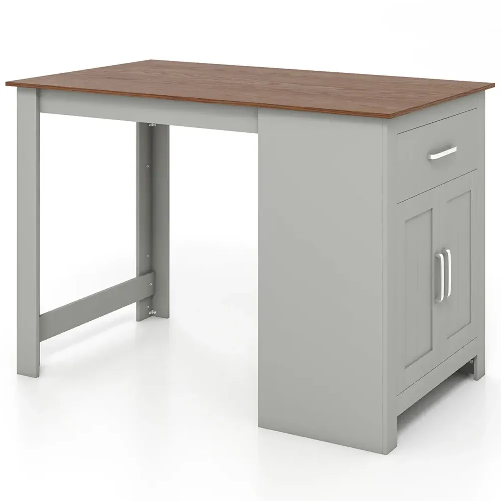 Costway 2-Seater Counter Height Dining Table with Storage - Grey