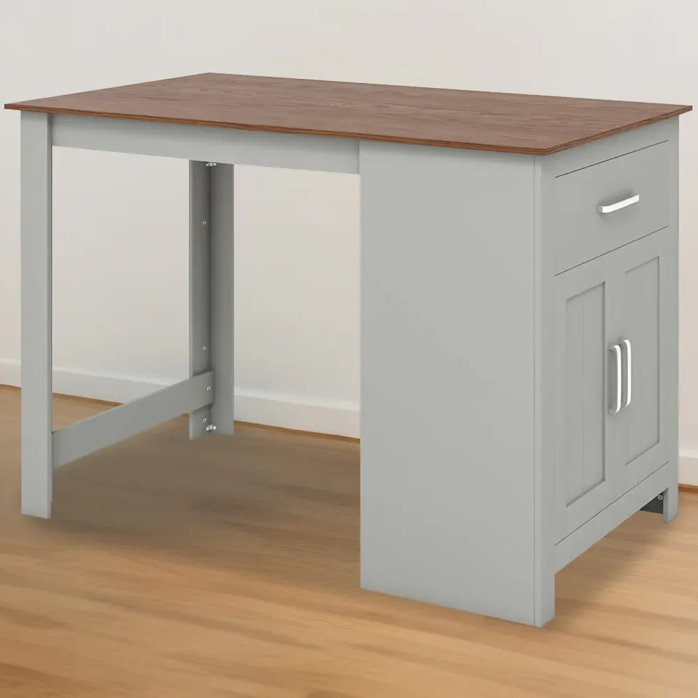 Costway 2-Seater Counter Height Dining Table with Storage - Grey image