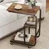 Costway 3 Tier C-Shaped End Table with Casters - Brown