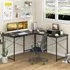 Costway L-Shaped Corner Desk with Monitor Stand - Black