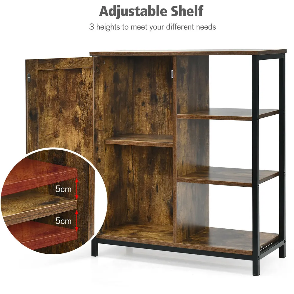 Costway Single Door 3 Shelf Storage Cabinet - Multi