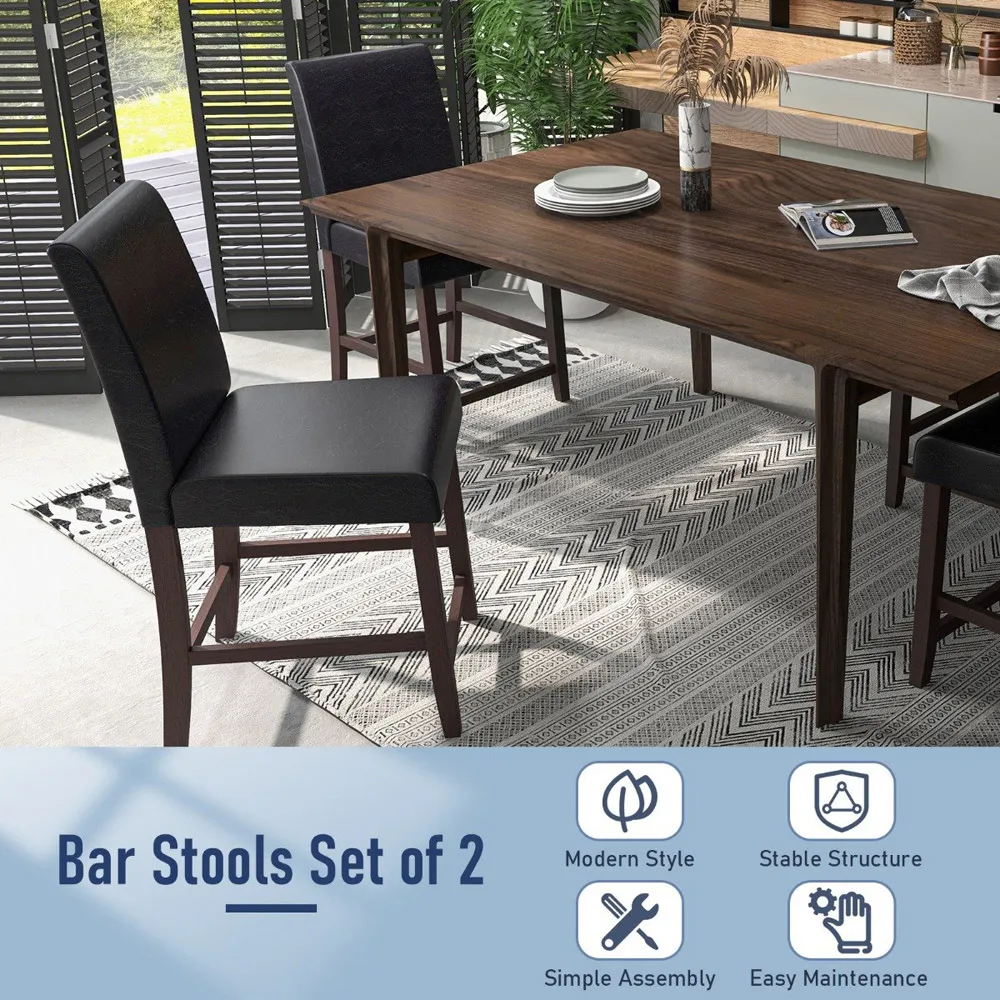 Counter Height Bar Stool Set of 2 - Black