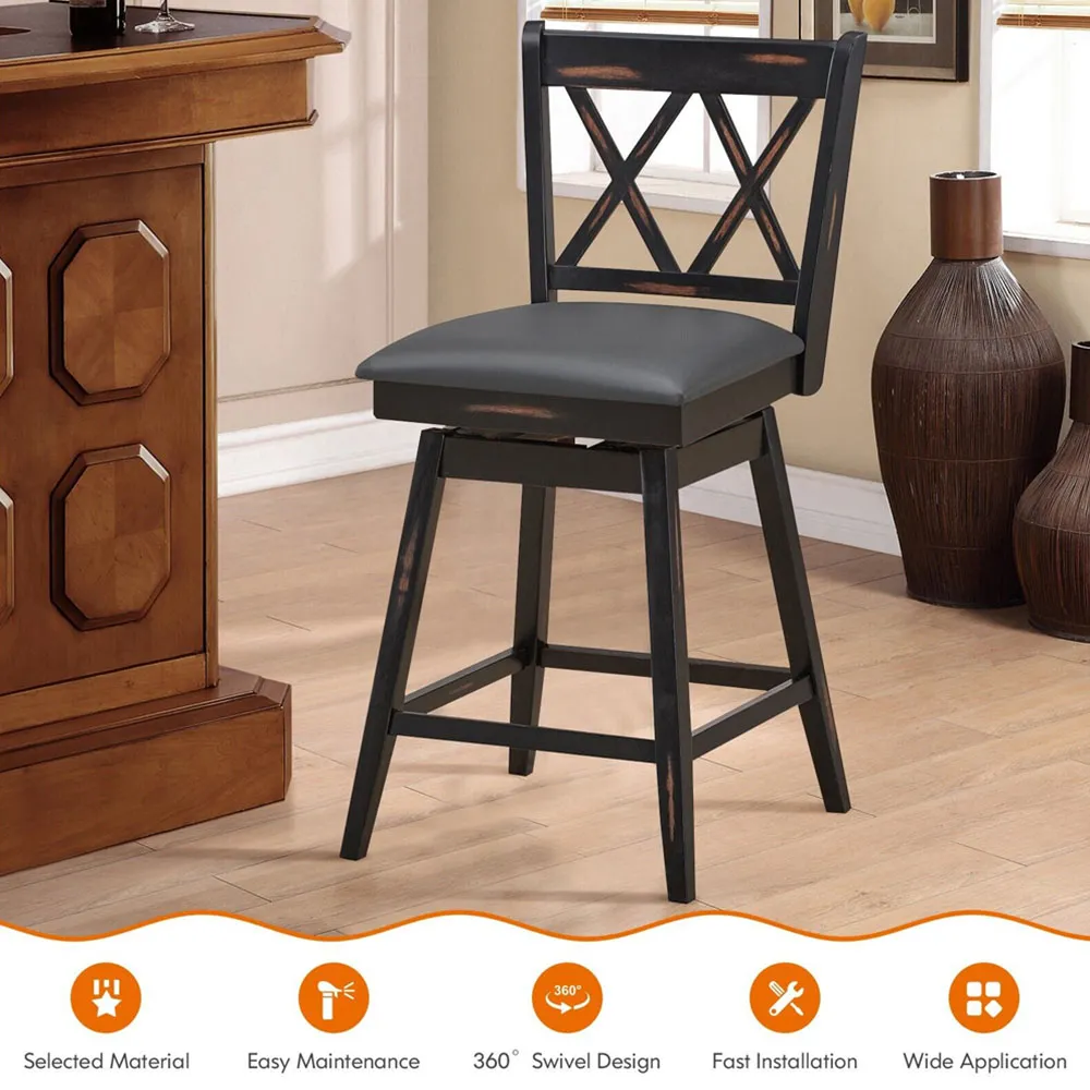 Counter Height Bar Stool Set of 2 - Black