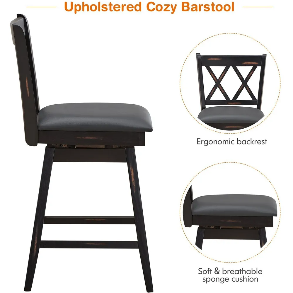 Counter Height Bar Stool Set of 2 - Black