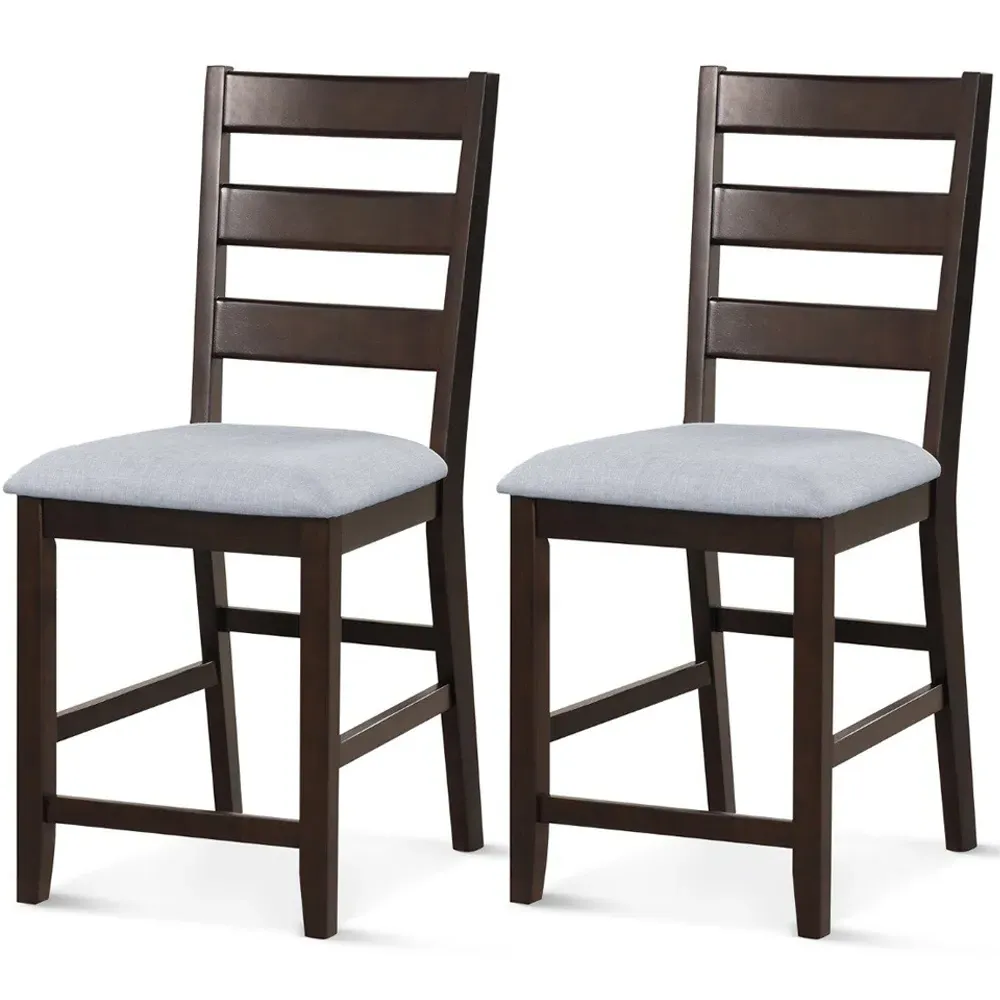 Counter Height Bar Stool Set of 2 - Brown, Rubber Wood