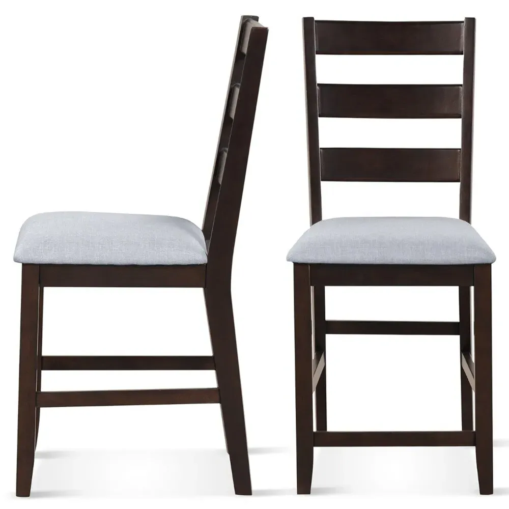Counter Height Bar Stool Set of 2 - Brown, Rubber Wood