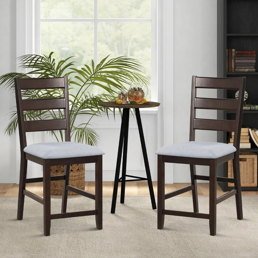 Counter Height Bar Stool Set of 2 - Brown, Rubber Wood